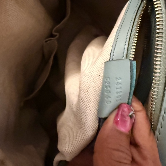 Gucci Tan and Blue Satchel - Picture 9 of 14